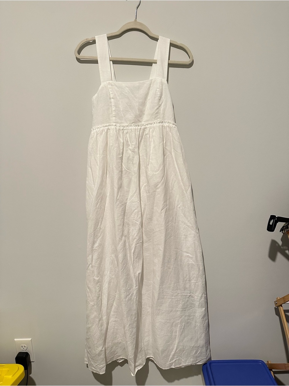 White Linen Like Maxi Dress Perfect for Bridal, Euro Summer, Coastal
